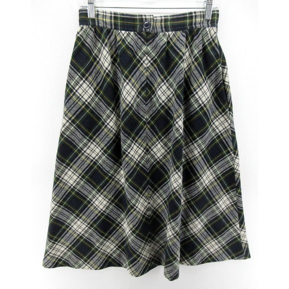 VINTAGE Classic of Boston Skirt 11 Tartan Plaid School Girl Midi 80s - Picture 5 of 10